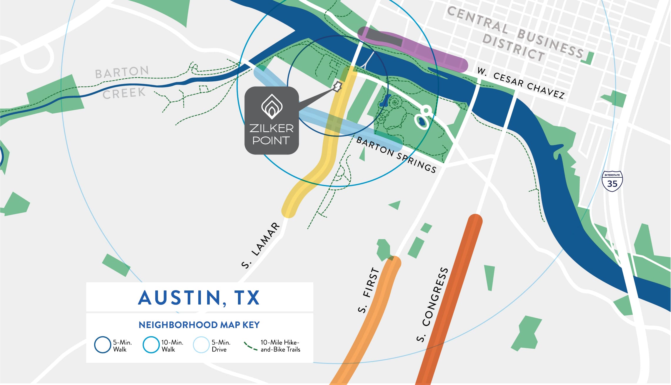 Zilker Point CBD South Amenities Map